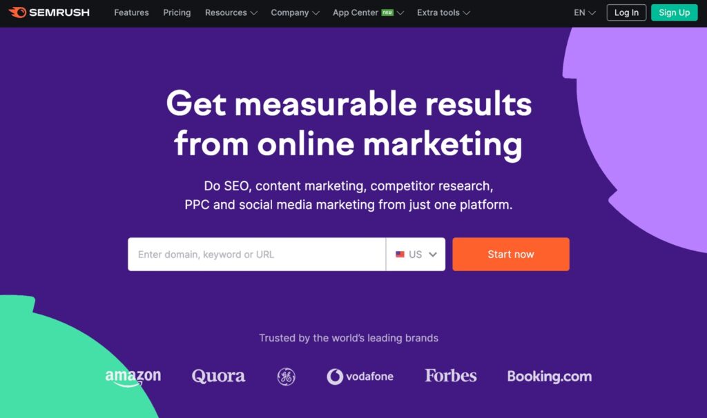 Screenshot of SEMrush SEO Tool